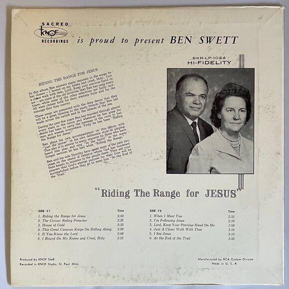 Riding The Range For Jesus USED VINYL RECORD Gospel 70s RCA/Sacred Knof Records - Picture 2 of 6